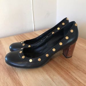 Tory Burch Nelson Studded Pump Wooden Heels Sz 9.5